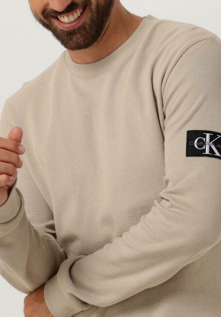 Beige CALVIN KLEIN Pullover WAFFLE LS TEE - large
