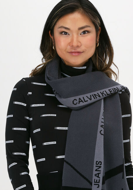 Graue CALVIN KLEIN Schal COTTON TAPE SCARF - large