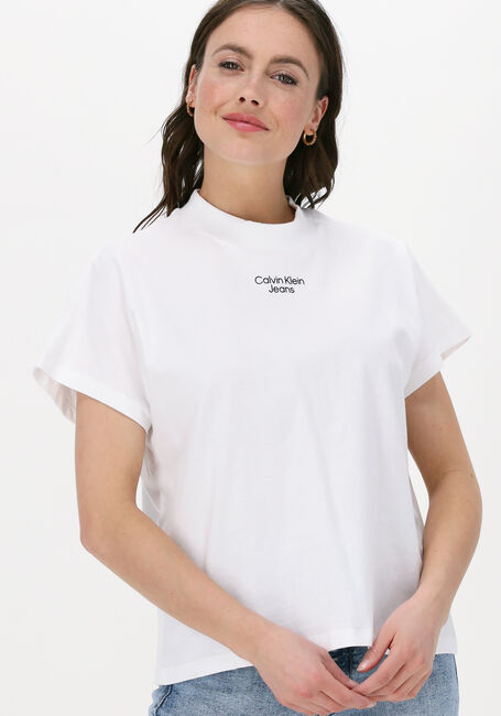 Weiße CALVIN KLEIN T-shirt STACKED LOGO LOOSE TEE - large