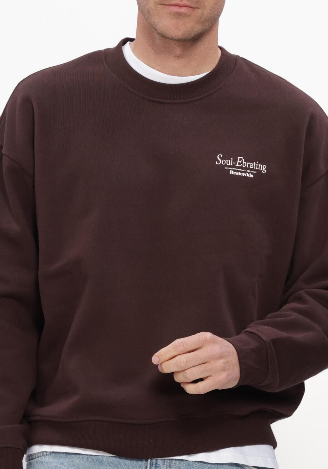 Braune RESTER&Ouml;DS Sweatshirt RTDRAKE CHESTPRINT CREW - large