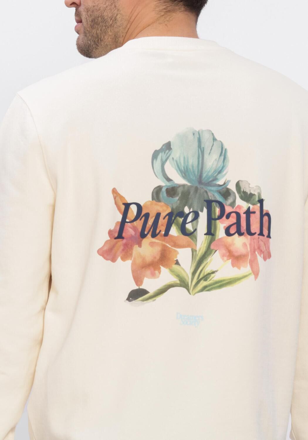 Beige PURE PATH Sweatshirt TRIO OF FLOWERS CREWNECK - large