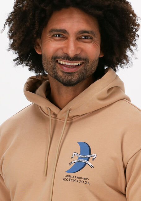 Beige SCOTCH & SODA Sweatshirt 164108 - UNISEX - HOODY WITH " - large