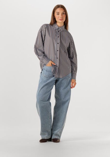 Braune HAUTE L'AMITIÉ Blusen MELVIN STRIPE TWIST BOW SHIRT - large
