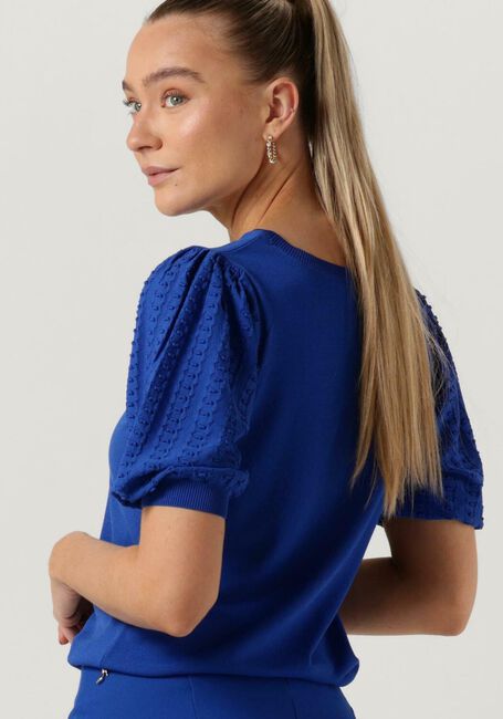 Blaue JANSEN AMSTERDAM Top K136 KNITTED TOP 3/4 PUFFED SLEEVE - large