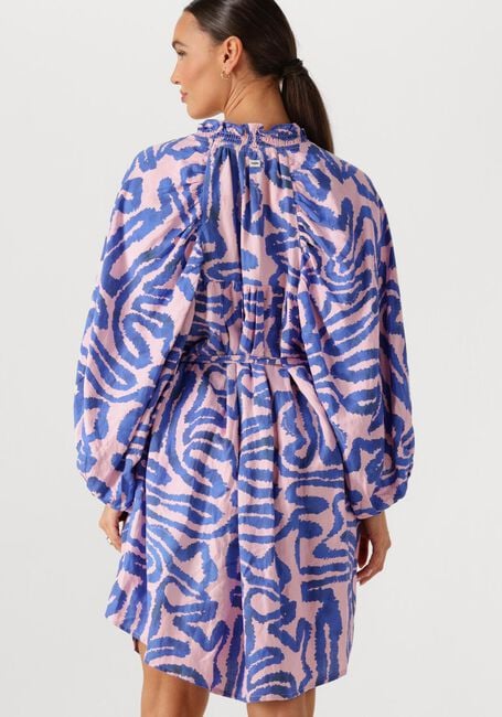 Mehrfarbige/Bunte POM AMSTERDAM Minikleid DRESS WAVES PINK LINEN - large