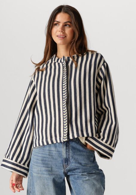 Blaue SUMMUM Jack SHORT ROUND NECK STRIPE JACKET - large