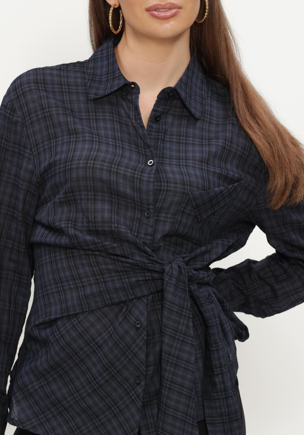 Dunkelblau OBJECT Blusen OBJMALUA L/S RE SHIRT 147 - large