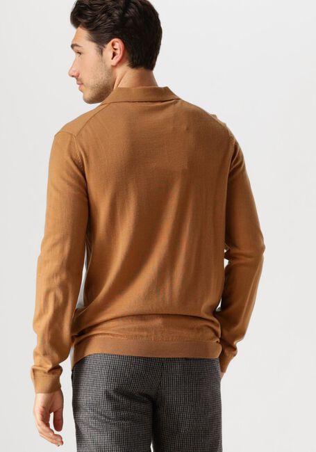 Camelfarbene SELECTED HOMME Pullover SLHTRAY LS KNIT MERINO POLO - large