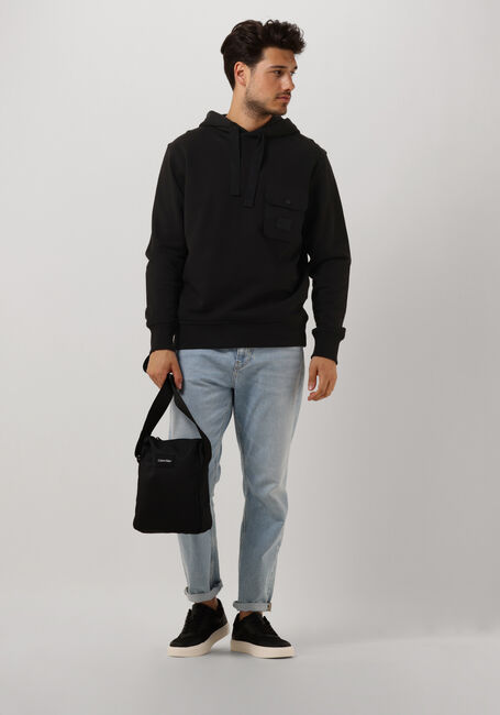 Schwarze CALVIN KLEIN Sweatshirt MIX MEDIA POCKET HOODY - large
