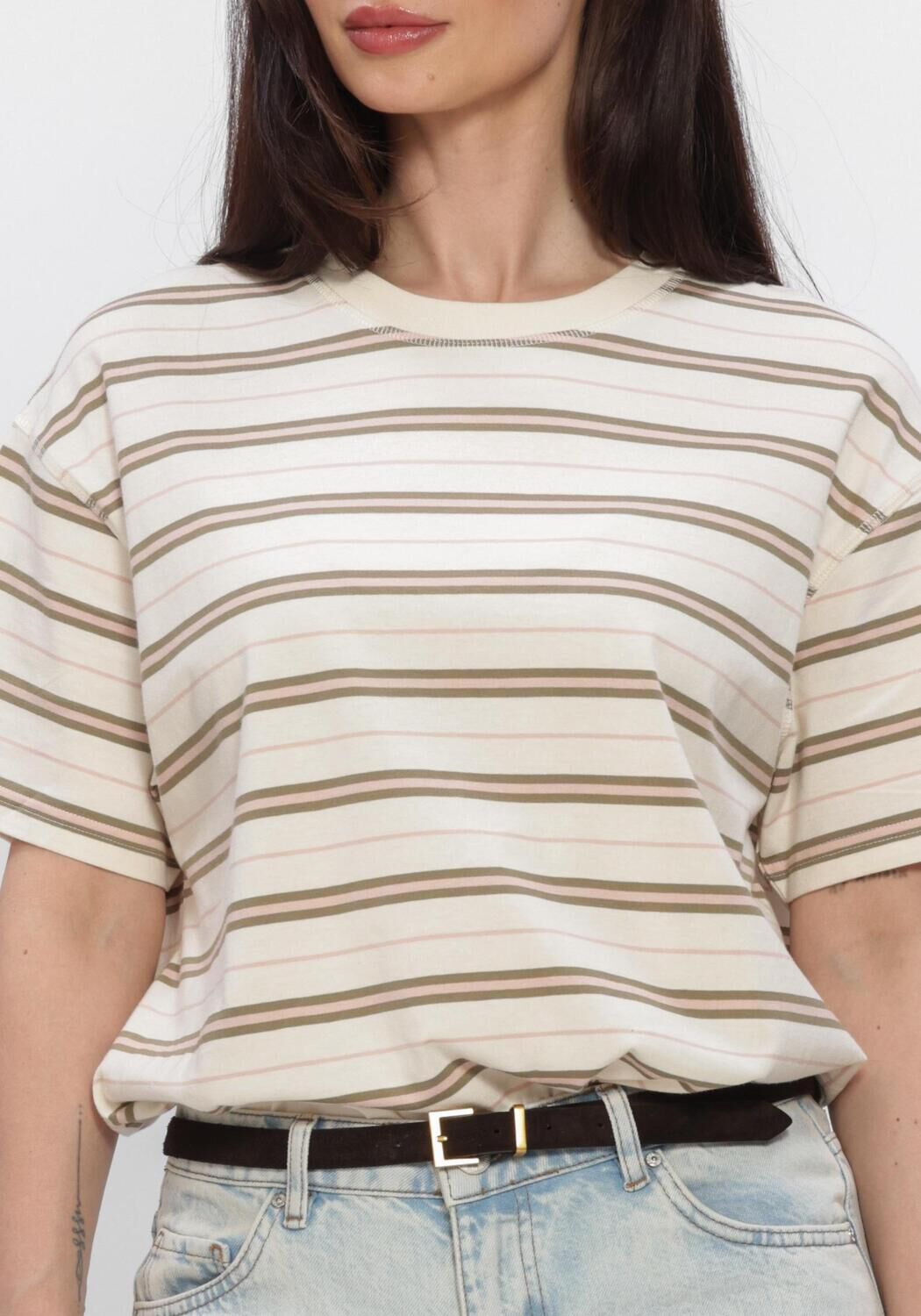 Mehrfarbige/Bunte ENVII T-shirt ENKULLA SS STRIPE 5310 - large