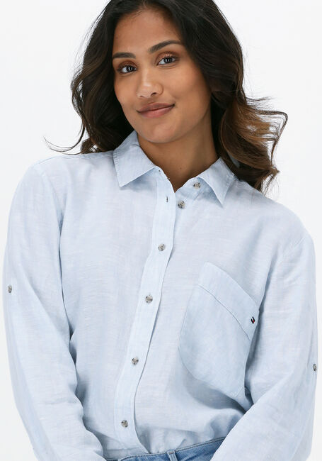 Hellblau TOMMY HILFIGER Bluse LINEN N RELAXED LONG SHIRT - large