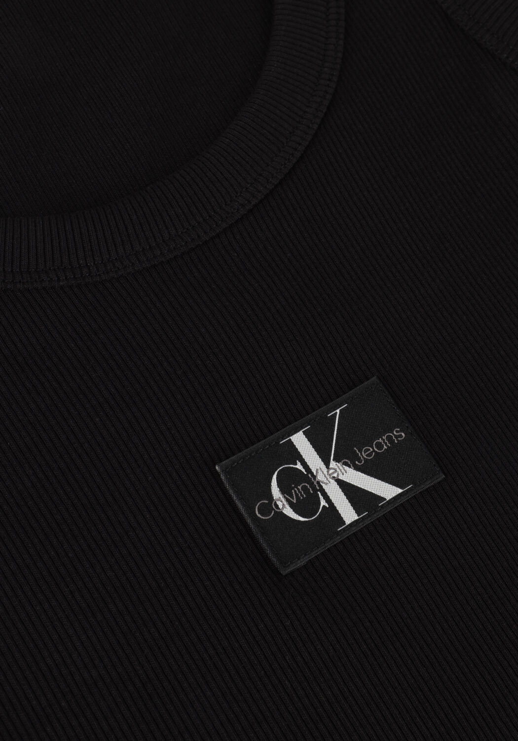 Schwarze CALVIN KLEIN Top WOVEN LABEL RIB TANK TOP - large