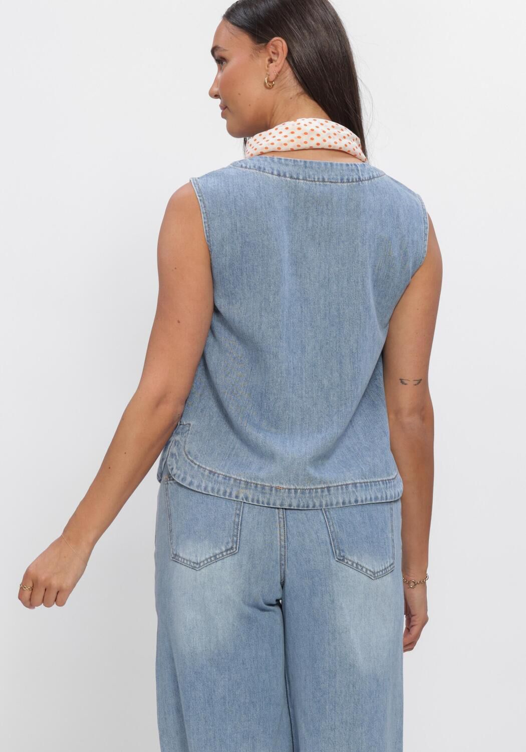 Blaue OBJECT Top OBJROSIE S/L LO DENIM TOP - large