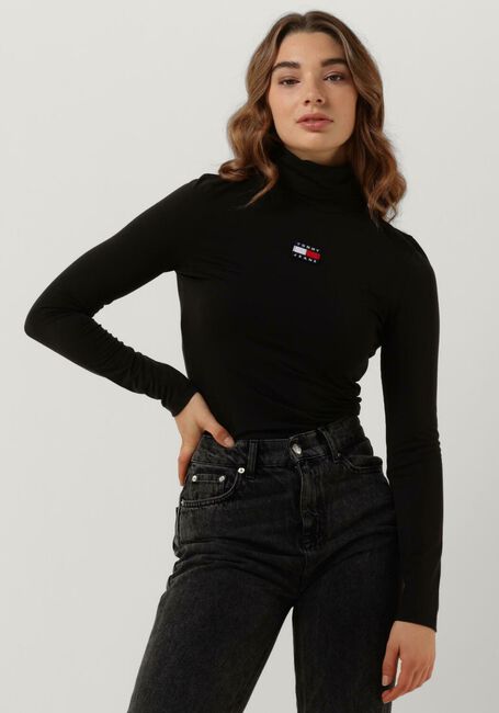 Schwarze TOMMY JEANS Langarmshirts OTHER KNIT LONGSLEEVE - large