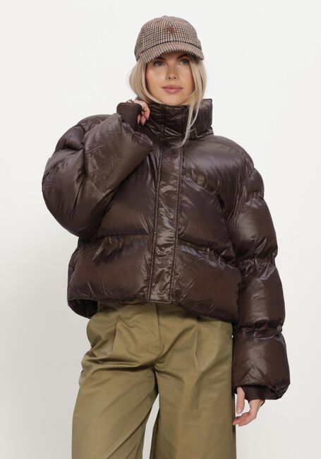 Braune NEO NOIR Wattierte Jack RHEA SHINY PUFFER JACKET - large