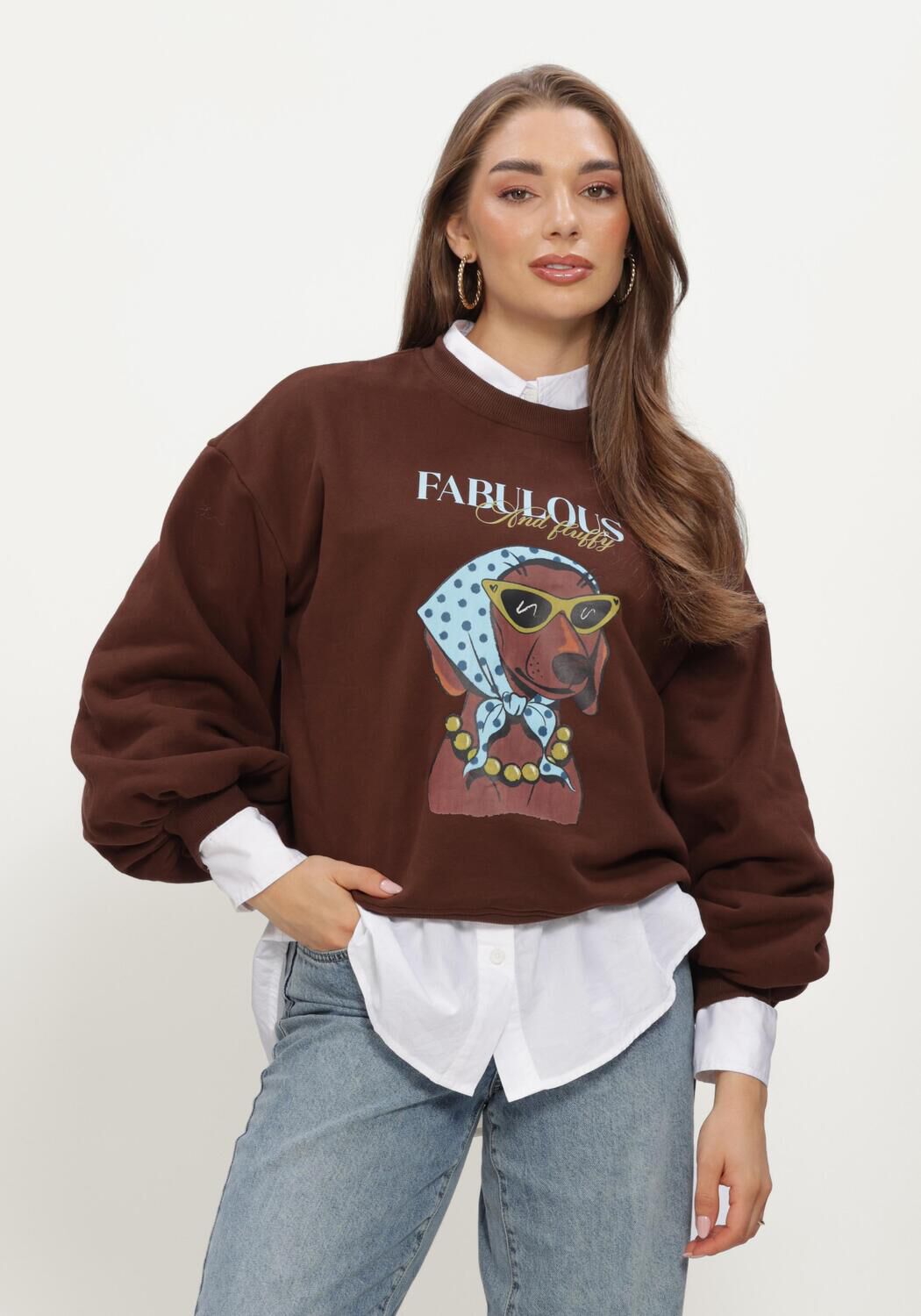 Braune YDENCE Sweatshirt SWEATER ICONIC AND FLUFFY - large
