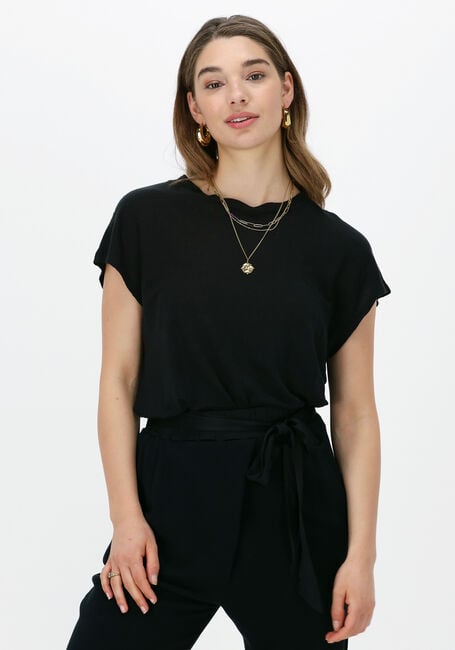 Schwarze 10DAYS Top TEE LINEN - large