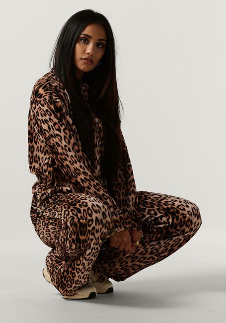 Braune ALIX THE LABEL Weite Hose LADIES WOVEN LEOPARD VELVET PANTS - large