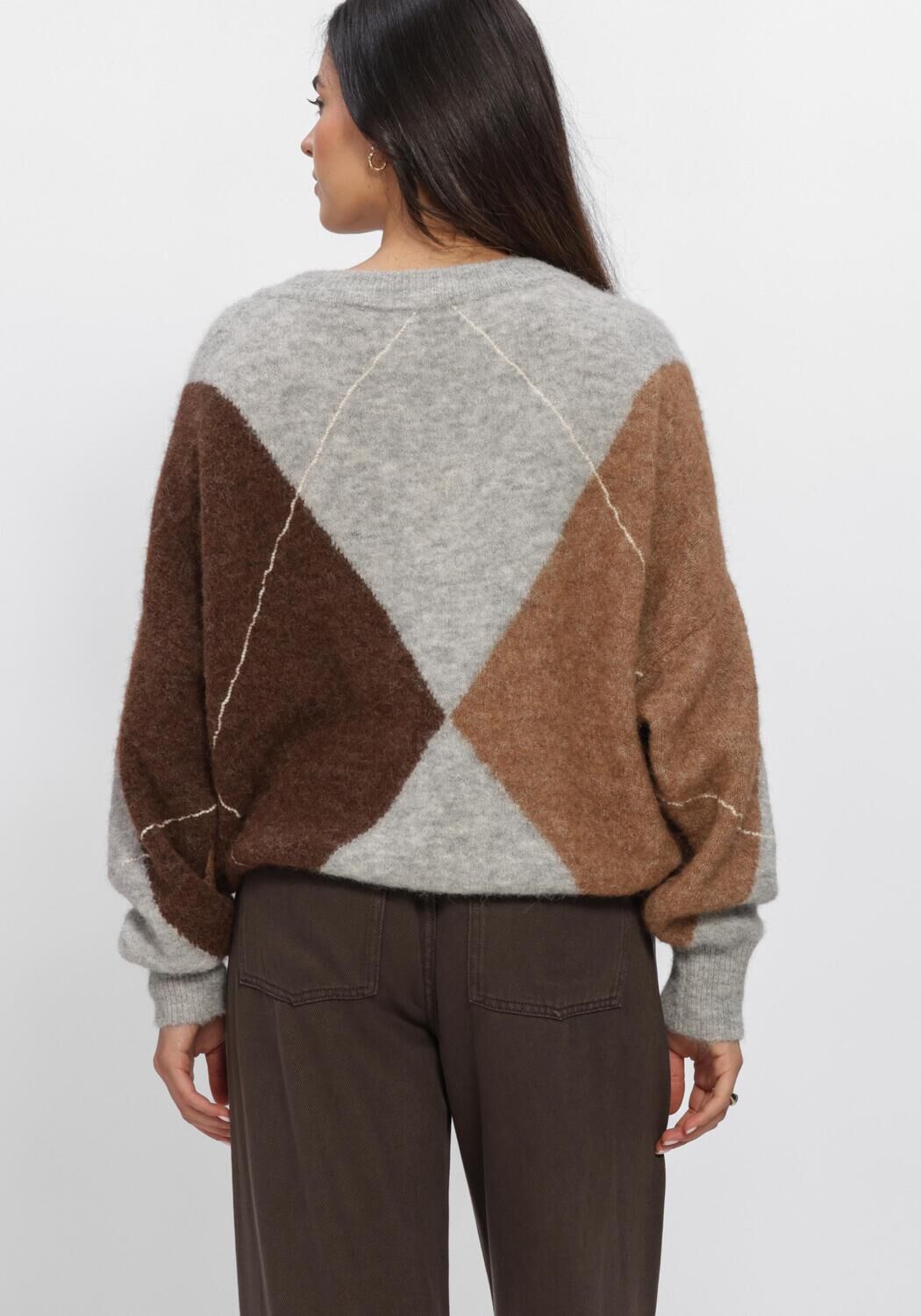 Graue SECOND FEMALE Pullover FORCA KNIT V-NECK - large
