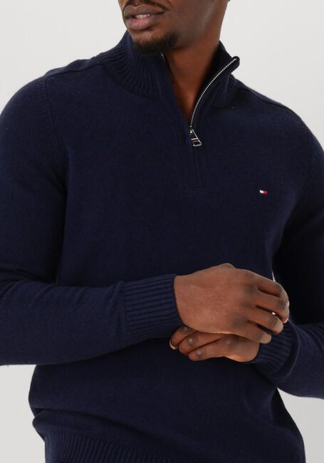 Blaue TOMMY HILFIGER Pullover LAMBSWOOL ZIP MOCK - large
