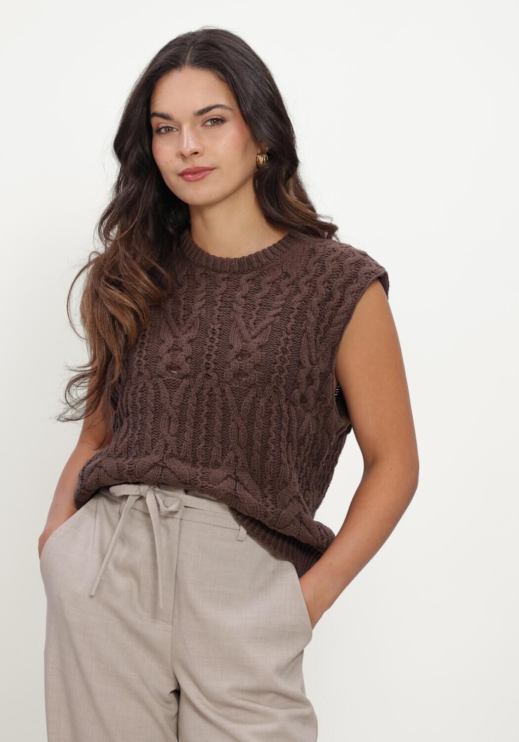 Braune MSCH COPENHAGEN Pullover MSCHMARISELA VEST - large
