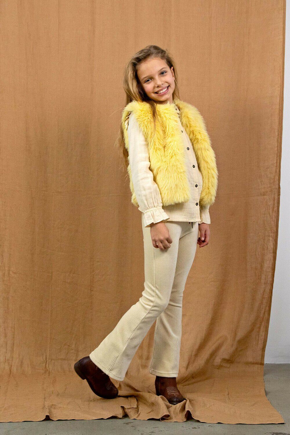 Ecru LIKE FLO Schlaghose RIB VELOURS FLARED PANTS - large