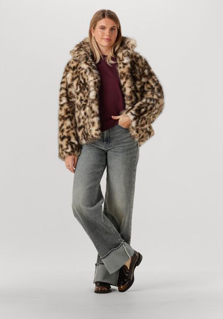 Beige CATWALK JUNKIE Fake-Fur-Jack LEOPARD FUR JACKET - large