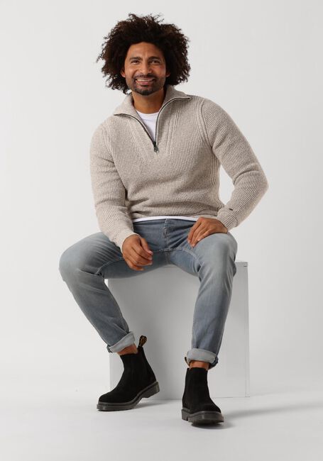 Beige CAST IRON Pullover HALF ZIP COLLAR COTTON HALF ZIP - large