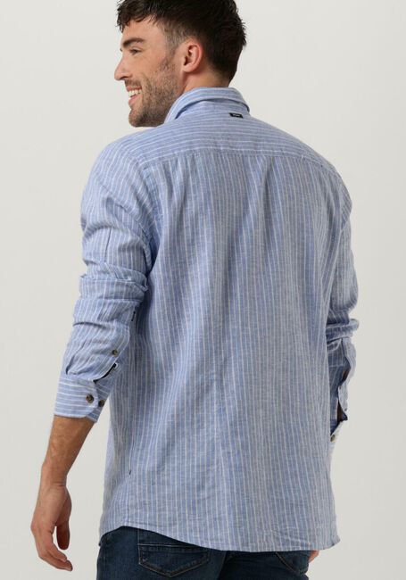 Hellblau VANGUARD Casual-Oberhemd LONG SLEEVE SHIRT LINEN COTTON BLEND STRIPE - large
