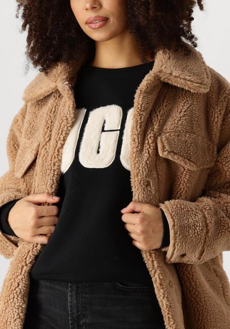 Camelfarbene UGG Teddy-Jacke FAUX SHEARLING SHIRT JACKET - large