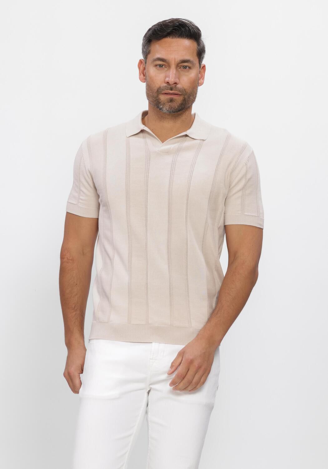 Beige GENTILUOMO Polo-Shirt POLO NO BUTTONS SS - large