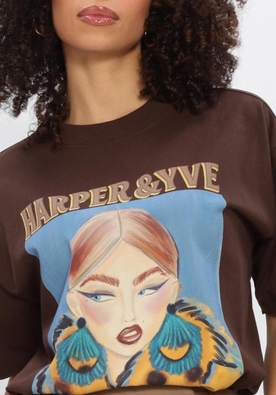 Braune HARPER & YVE T-shirt MOODY-SS - large