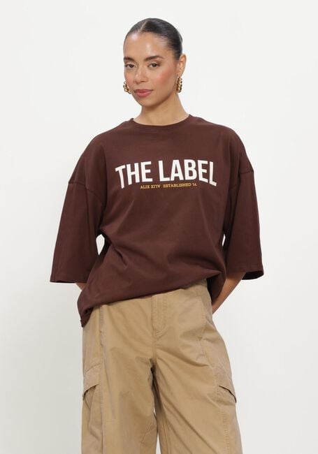 Braune ALIX THE LABEL Tops & T-shirts LADIES KNITTED THE LABEL OVERSIZED T-SHIRT - large
