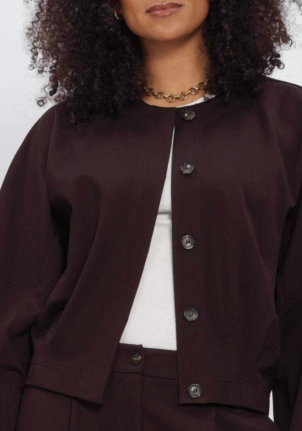 Braune SUMMUM Strickjacke JACKET PUNTO MILANO - large