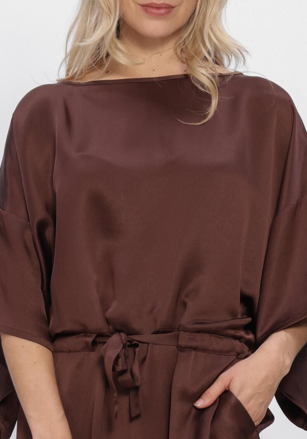 Braune SUMMUM Midikleid DRESS HEAVY SILKY TOUCH - large