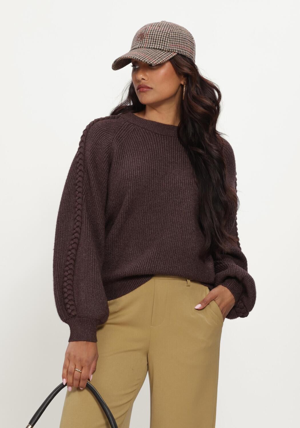 Braune OBJECT Pullover OBJHANNAH L/S RE KNIT PULLOVER NOOS - large