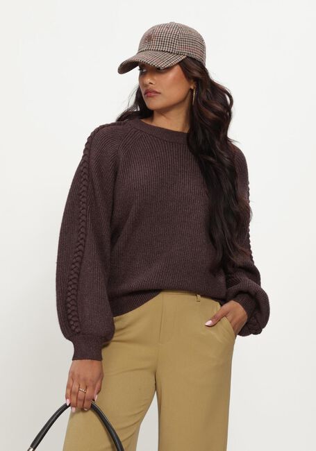 Braune OBJECT Pullover OBJHANNAH L/S RE KNIT PULLOVER NOOS - large