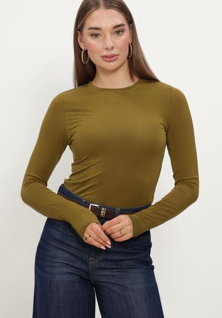 Olive SELECTED WOMEN Top SLFMANJA LS O-NECK - large