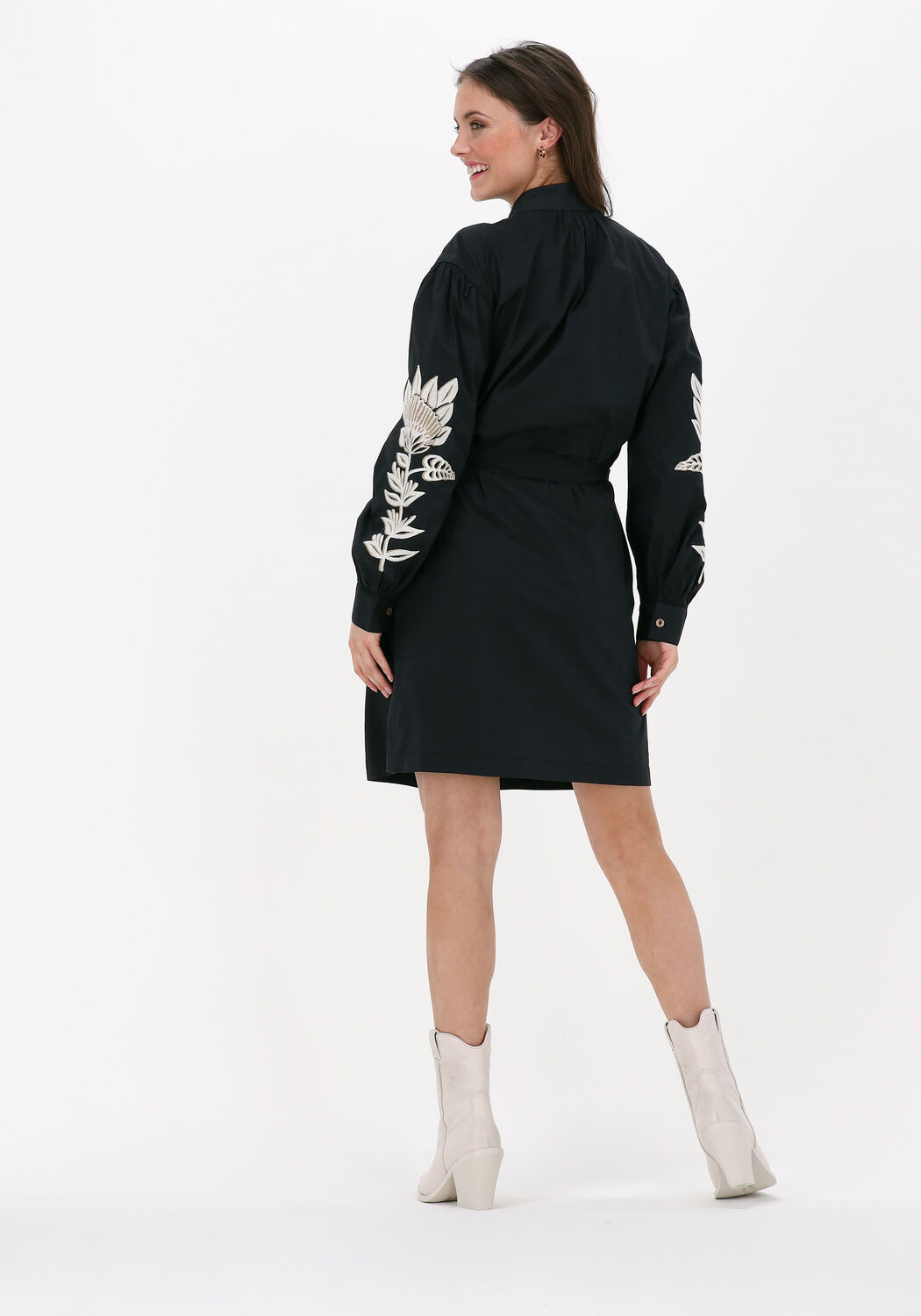 Black embroidered shirt dress store