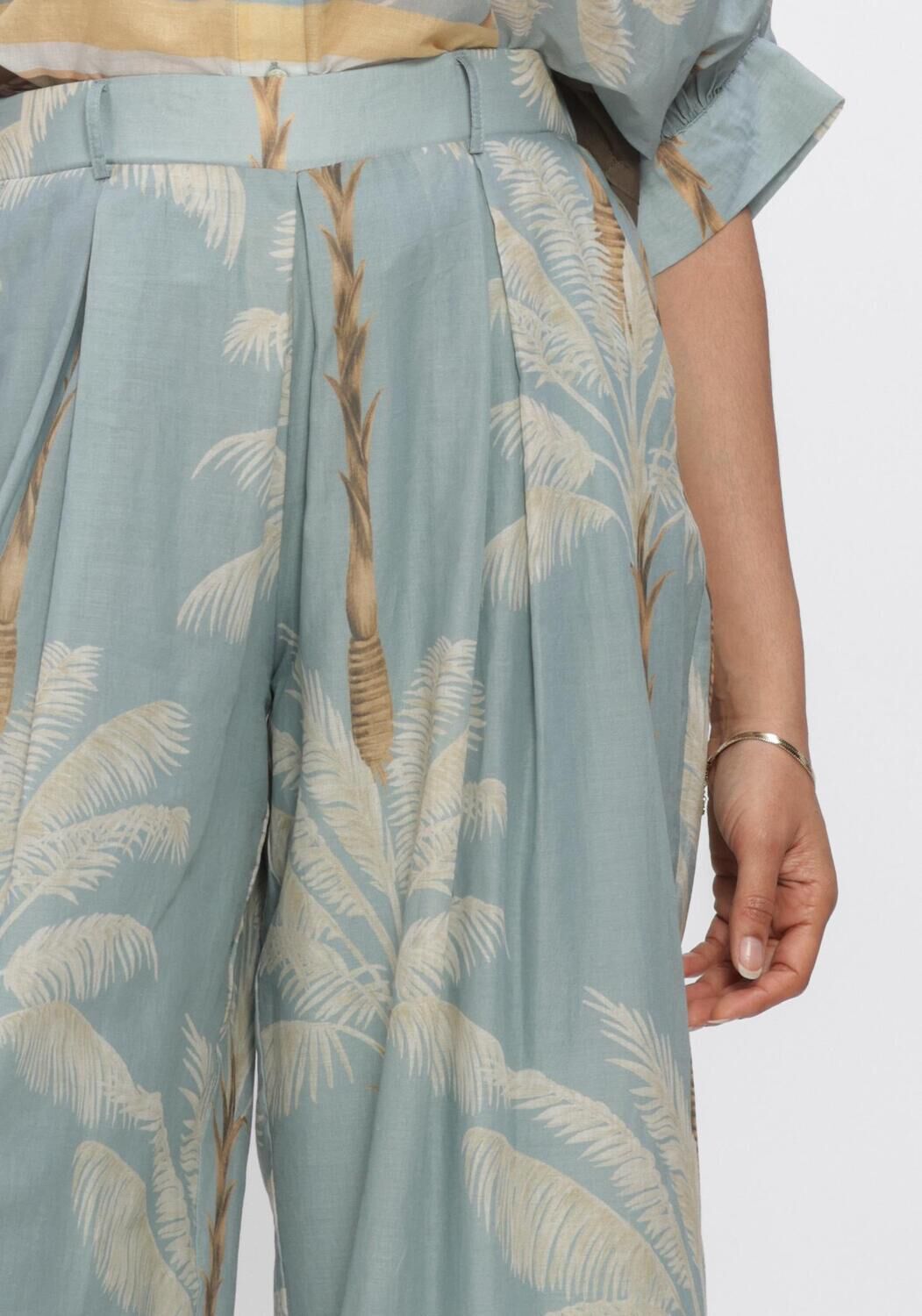 Blaue SUMMUM Hosen TROUSERS PALMTREE PRINT SINGLE BORDER - large