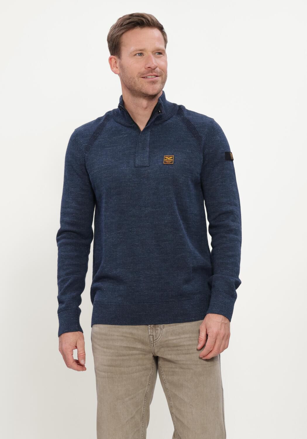 Dunkelblau PME LEGEND Pullover HALF ZIP COLLAR COTTON RIB - large