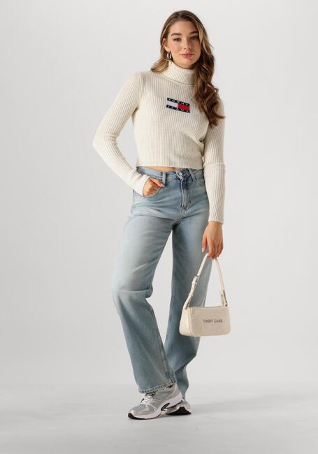 Beige TOMMY JEANS Rollkragenpullover TJW MELANGE TRTLNCK FLAG SWEATER - large