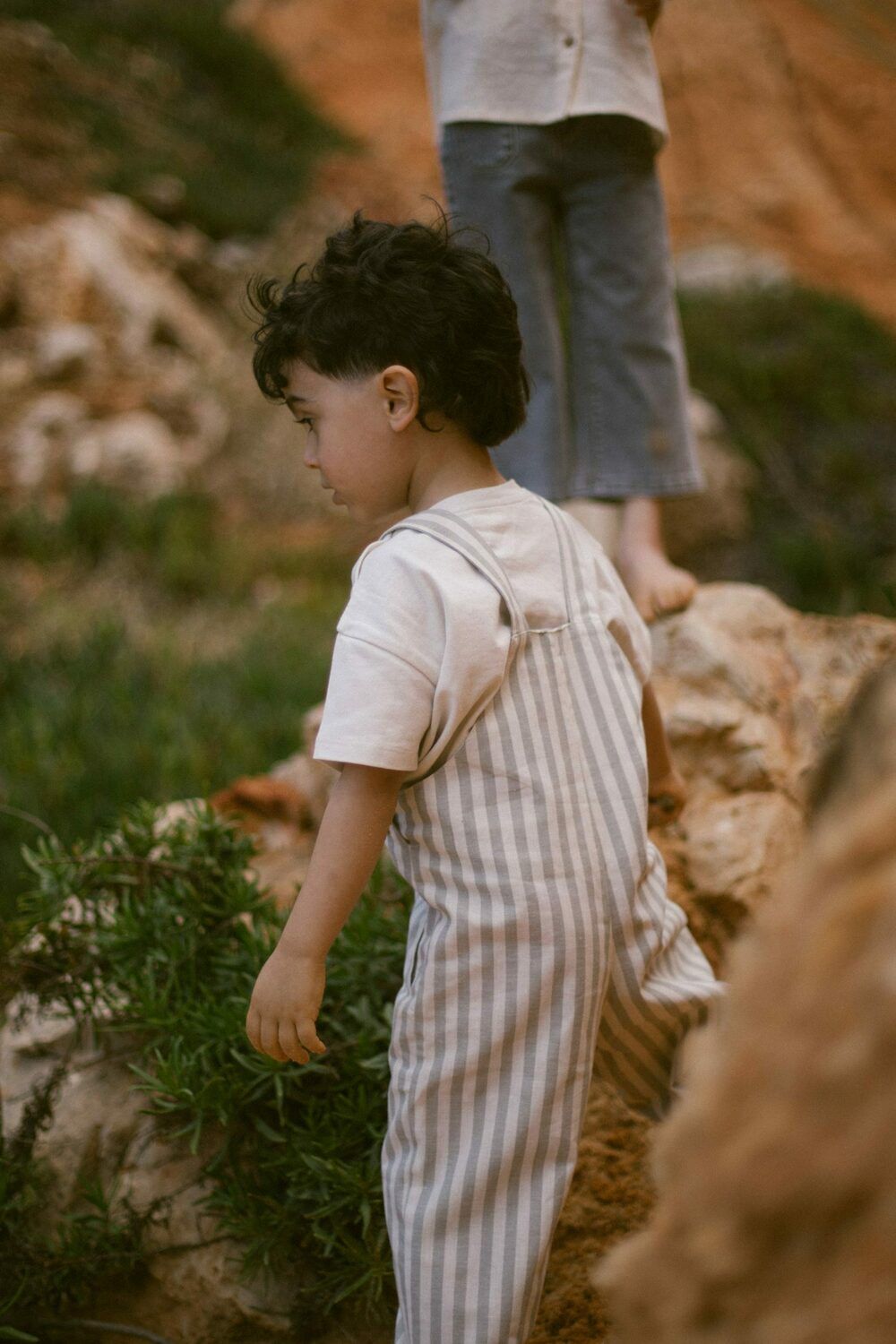 Ecru LIL' ATELIER Latzhosen NMMDINO LOOSE OVERALL - large