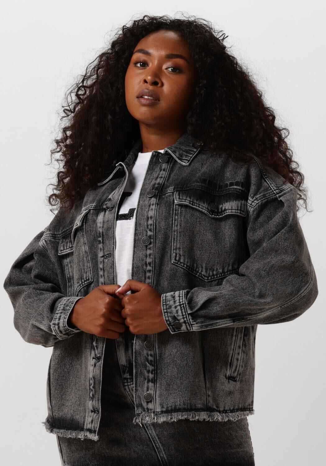 Graue ALIX THE LABEL Jeansjacke LADIES WOVEN SEQUIN DENIM JACKET