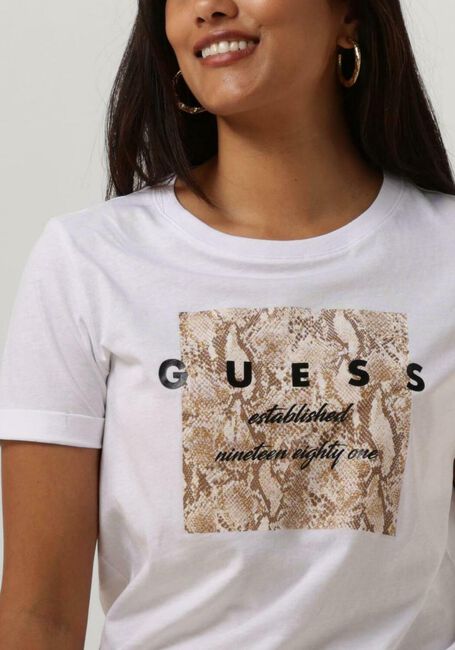 Weiße GUESS T-shirt SS RN PYTHON TEE - large