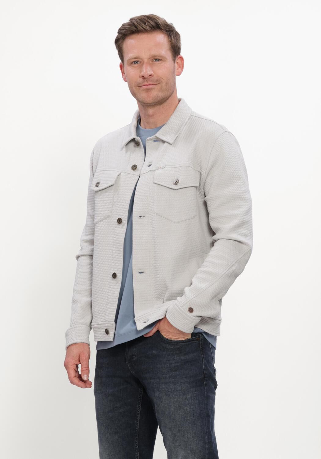 Hellgrau CAST IRON Jack BUTTON JACKET REGULAR FIT JACQUARD - large