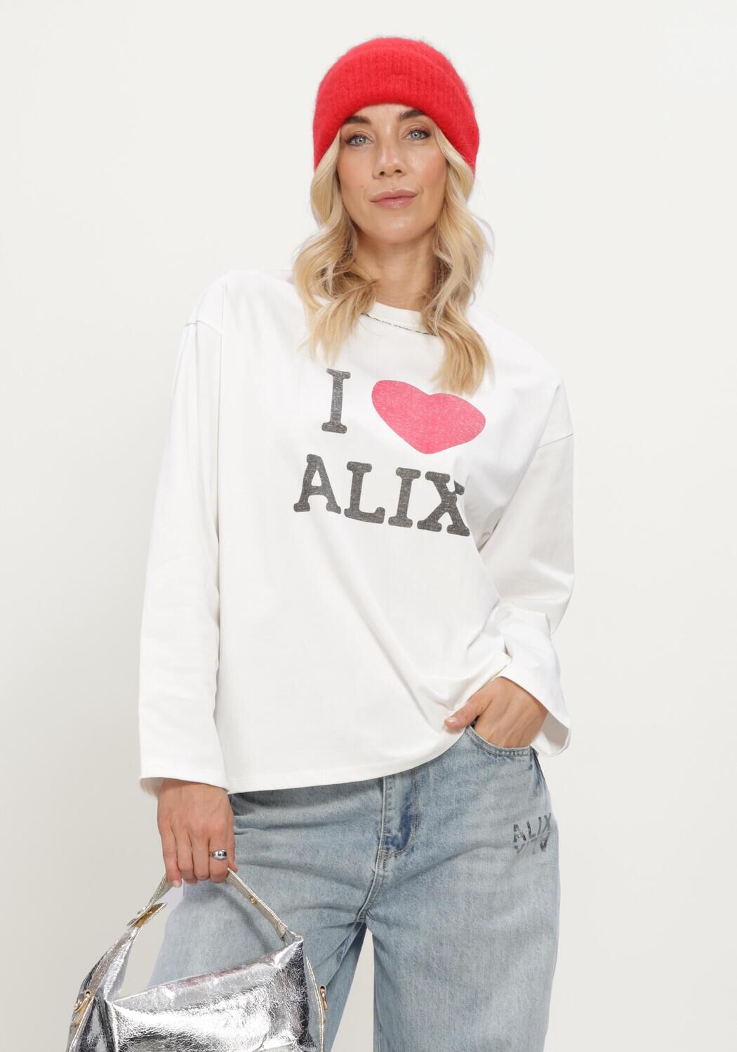 Wei&szlig;e ALIX THE LABEL Tops & T-shirts LADIES KNITTED I LOVE ALIX LONGSLEEVE T-SHIRT - large