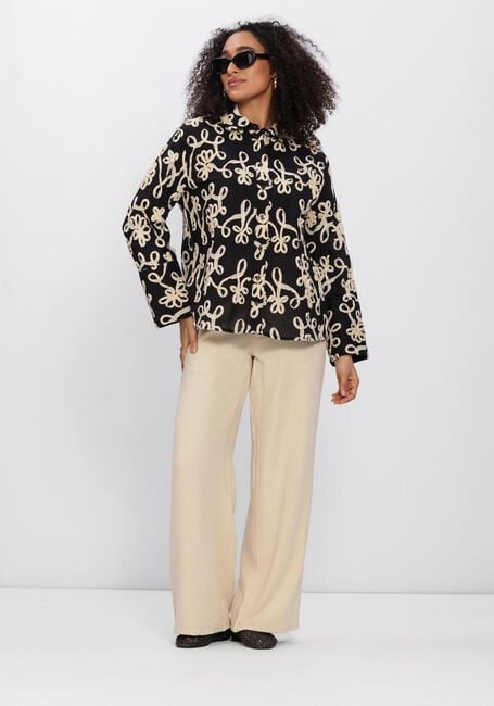 Schwarze OBJECT Blusen OBJROYA L/S LO SHIRT - large