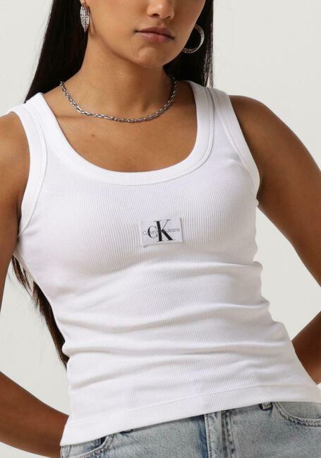 Weiße CALVIN KLEIN Top WOVEN LABEL RIB TANK TOP - large