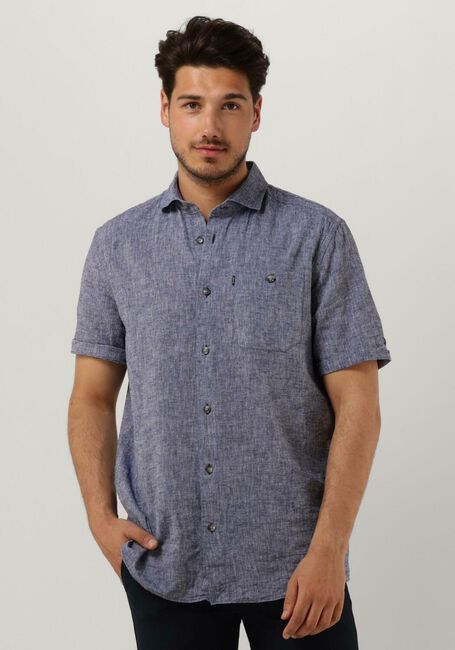 Blaue VANGUARD Casual-Oberhemd SHORT SLEEVE SHIRT LINEN COTTON BLEND - large